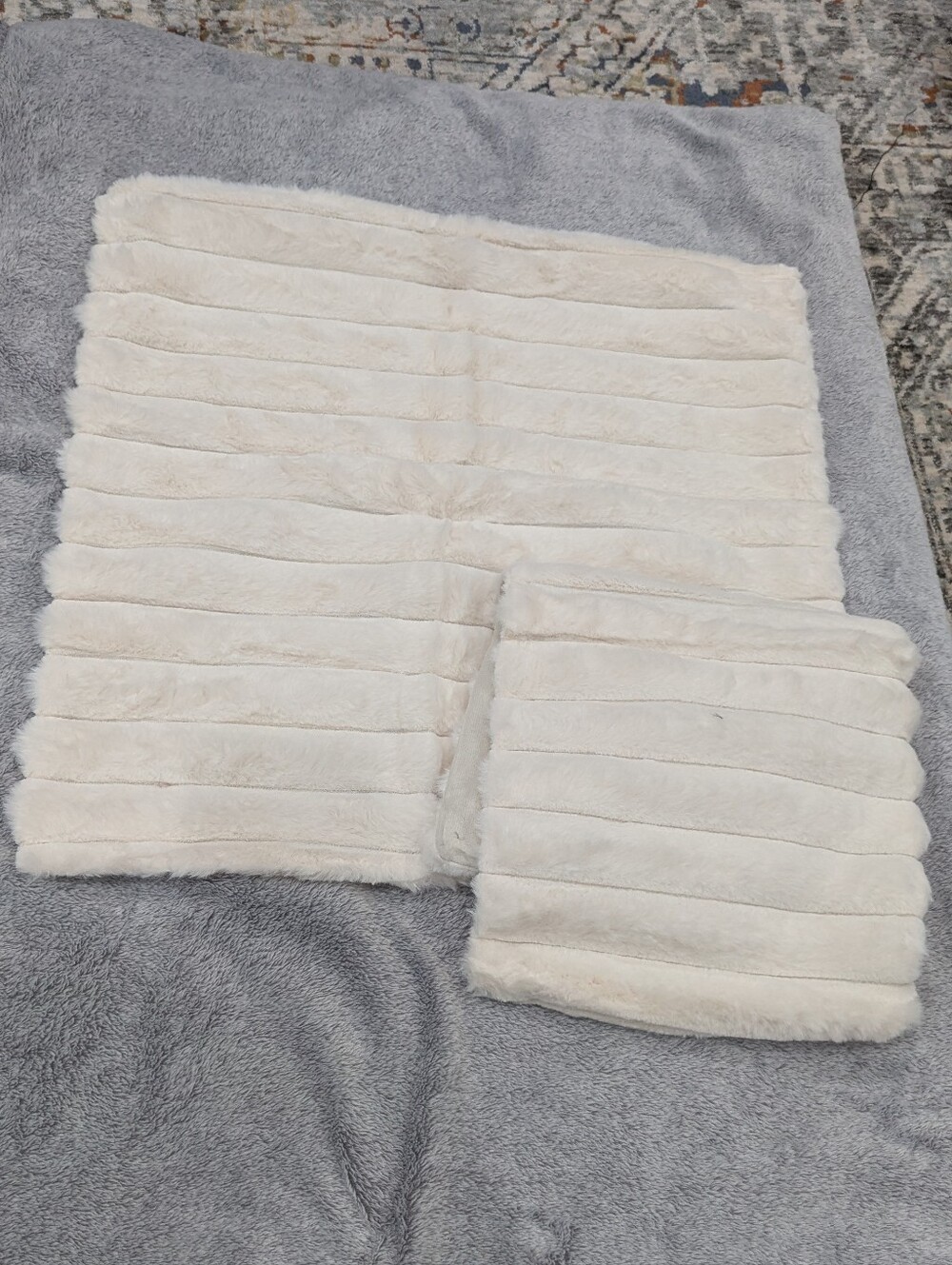 NWOT Faux Fur Cream Colored Pillow Cases Set Of 2